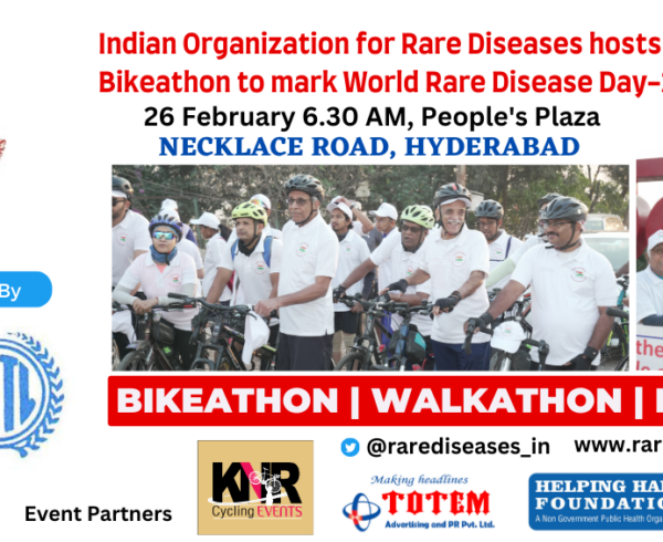 Indian Organization for Rare Diseases (IORD), a not-for-profit national advocacy organization, working for the cause of patients with rare diseases, spanning over the last fifteen years, hosted the awareness Bikeathon and Walkathon, to commemorate the World Rare Disease Day-2023, in association with the Government of Telangana.