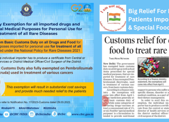 Customs Duty Waived on Import of Rare Disease Drugs & Special Food