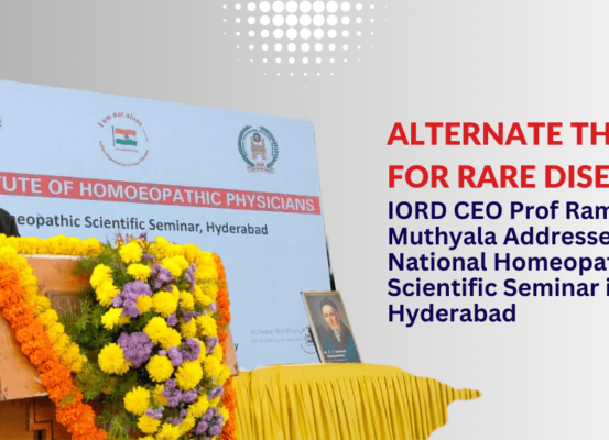 Ramaiah Muthyala, President & CEO, Indian Organization for Rare Diseases delivers a talk at the National Homeopathic Scientific Seminar-24 in Hyderabad.