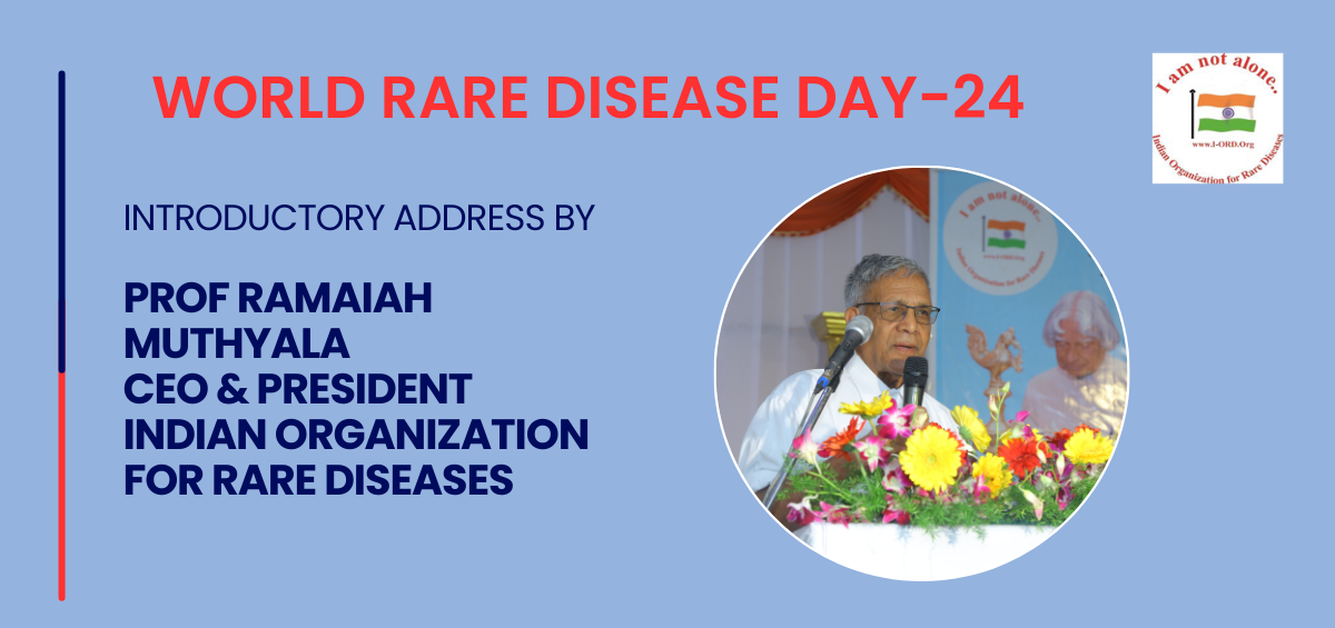 Introductory speech made by IORD CEO & President Prof Ramaiah Muthyala at World Rare Disease Day-2024 conference organized by IORD at IMA Hall, Khammam on March 3.