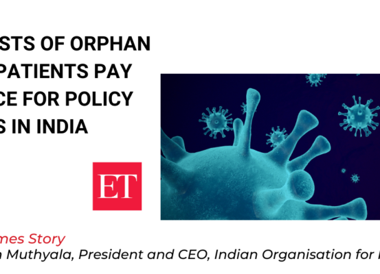 The following excerpt is from an Economic Times news story dated June 23, 2024, discussing the policy hurdles affecting high cost for orphan drugs in India. It features Prof. Ramaiah Muthyala, CEO & President of IORD.