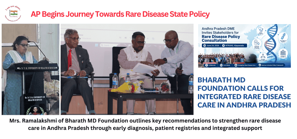 Mrs. Ramalakshmi of Bharath MD Foundation, a rare disease patients' organisation, outlines key recommendations to strengthen rare disease care in Andhra Pradesh through early diagnosis, patient registries and integrated support.